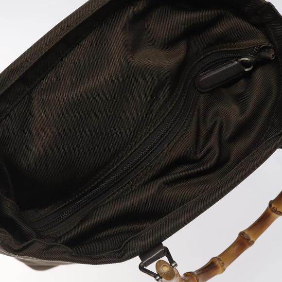 GUCCI Bamboo Hand Bag Nylon Beige Silver 000 1998 000 1998 - Picture 6 of 12